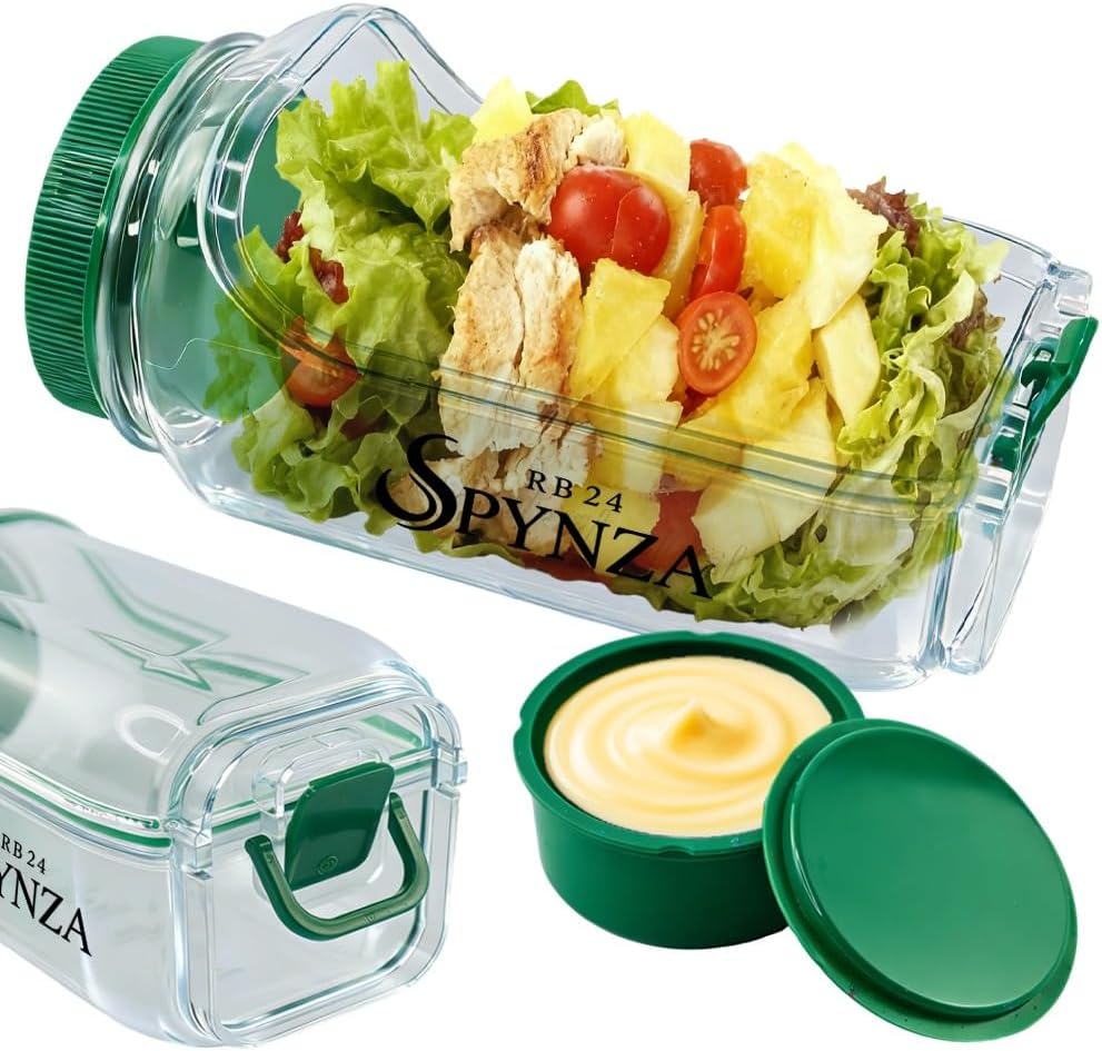 salad pod with side opening & a dressing cup (Forest Green)