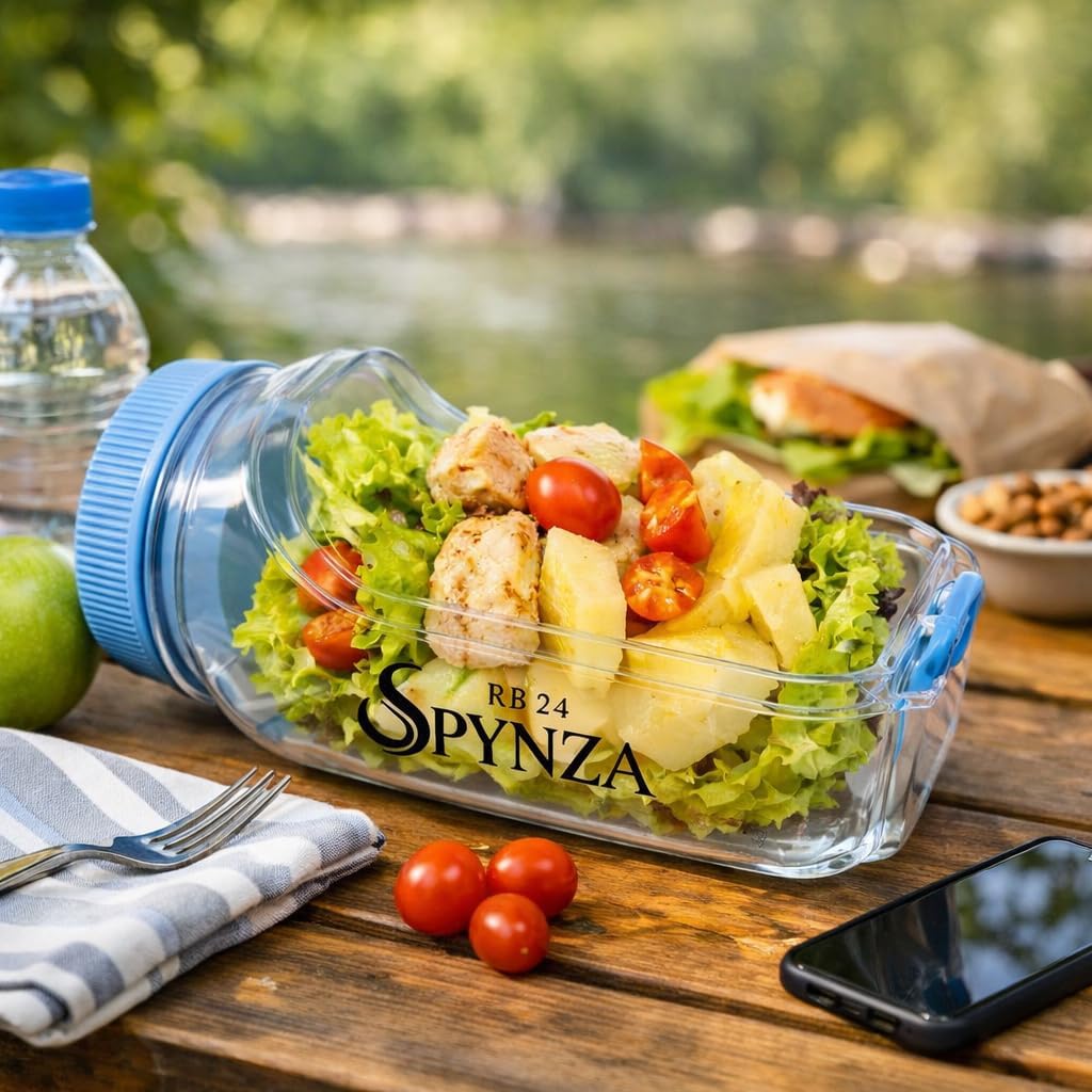 salad pod with side opening & a dressing cup (Powder Blue)