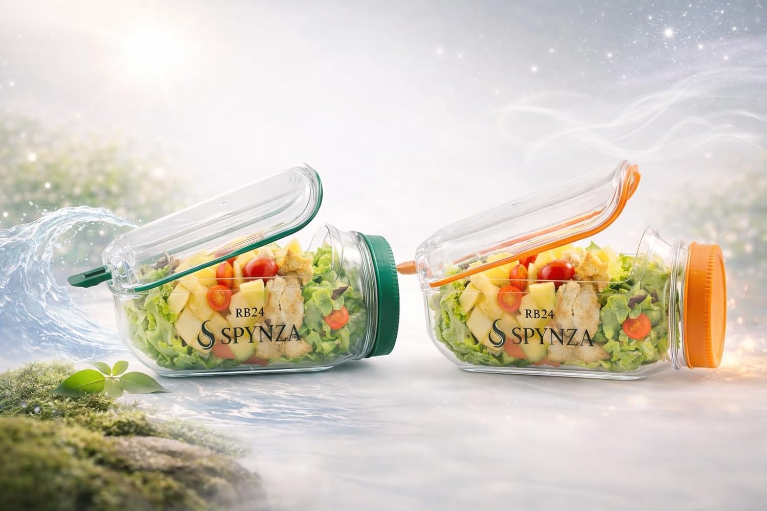 Salad pod with side opening Combo Value Pack - set of 2 (Orange + Green)