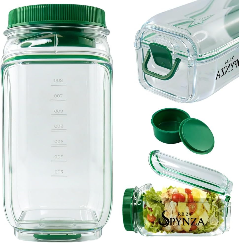 salad pod with side opening & a dressing cup (Forest Green)