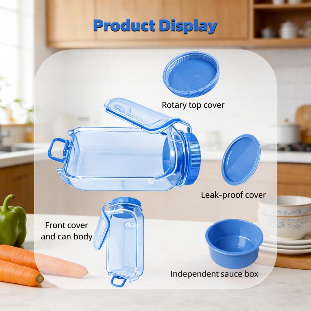 salad pod with side opening & a dressing cup (Powder Blue)