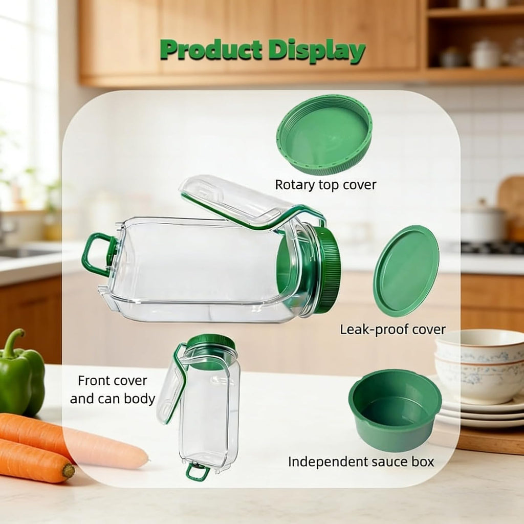 salad pod with side opening & a dressing cup (Forest Green)