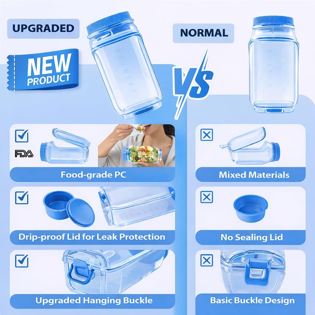 salad pod with side opening & a dressing cup (Powder Blue)