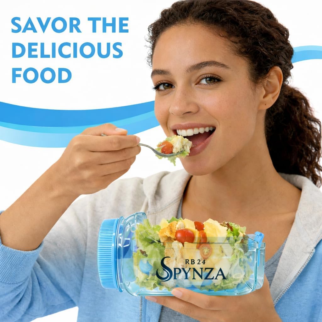 salad pod with side opening & a dressing cup (Powder Blue)