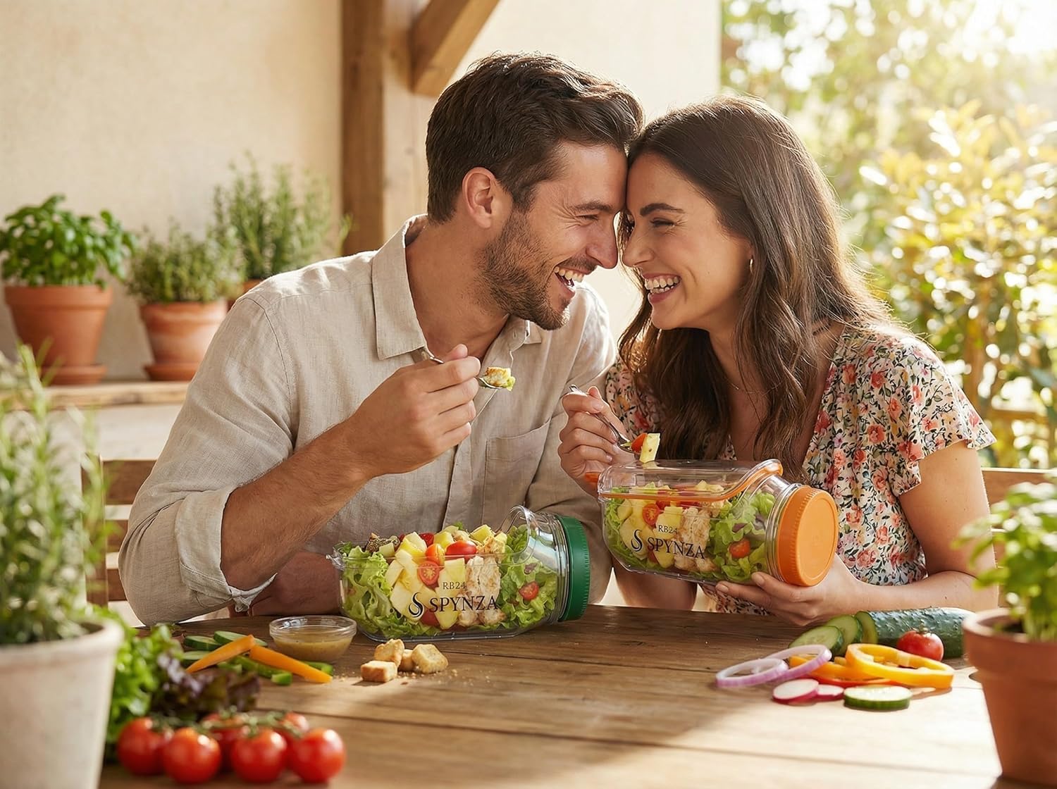 Salad pod with side opening Combo Value Pack - set of 2 (Orange + Green)