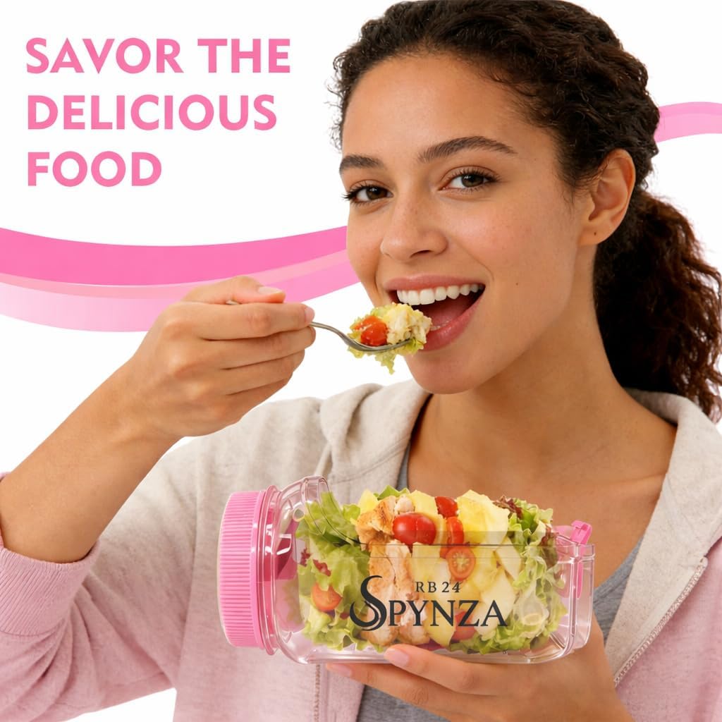 salad pod with side opening & a dressing cup (Blush Pink)
