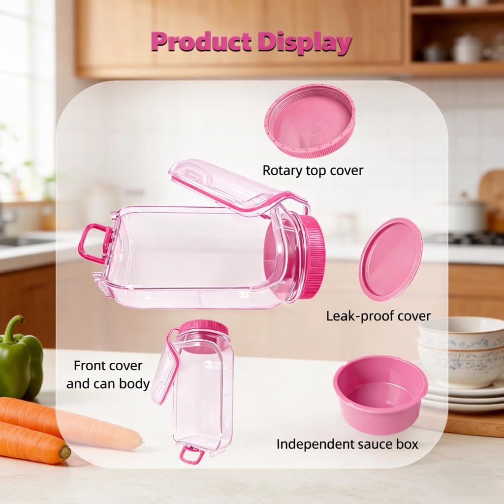 salad pod with side opening & a dressing cup (Blush Pink)