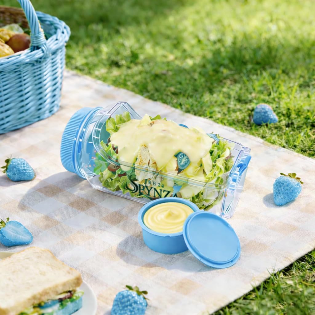 salad pod with side opening & a dressing cup (Powder Blue)