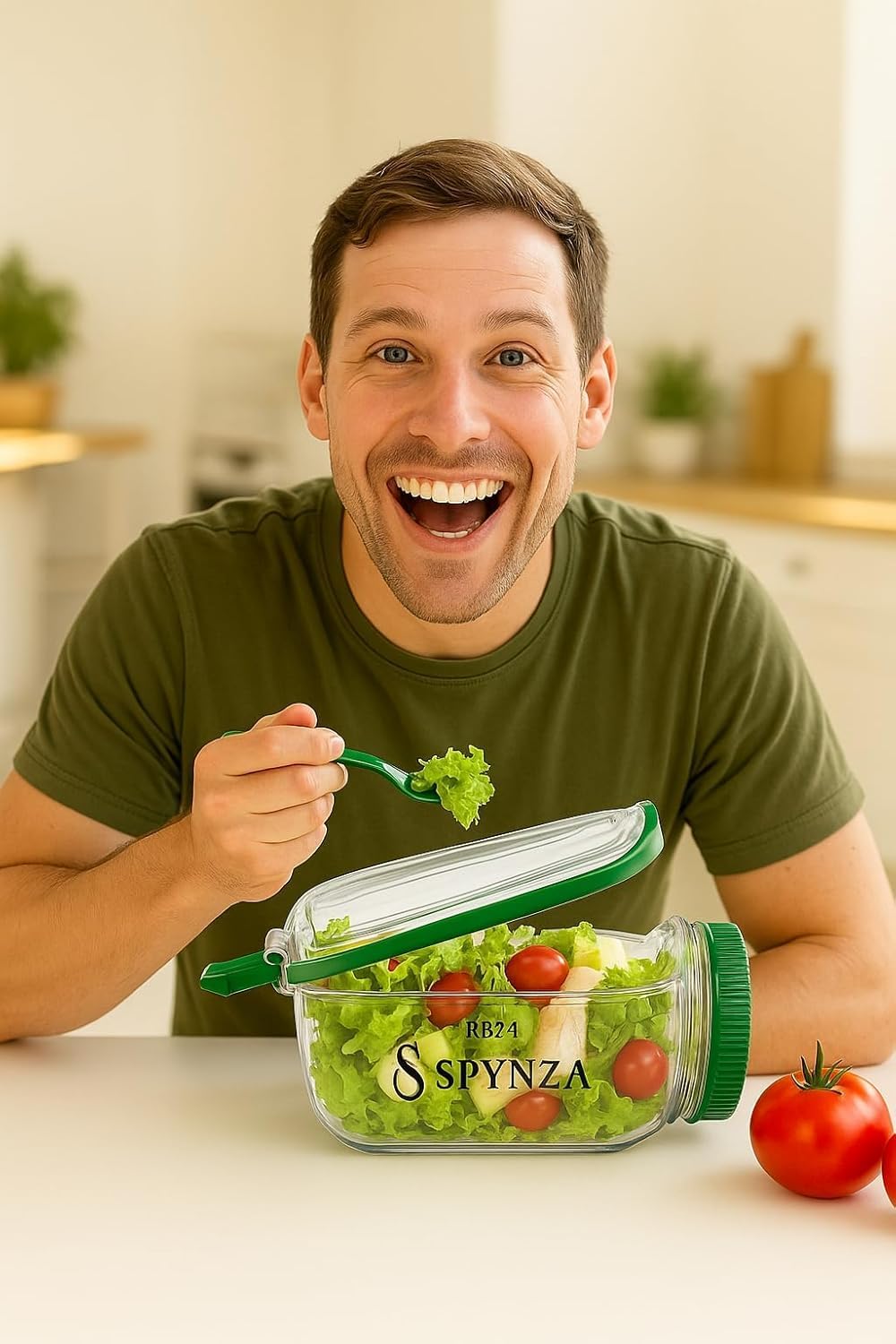 Salad pod with side opening - Green
