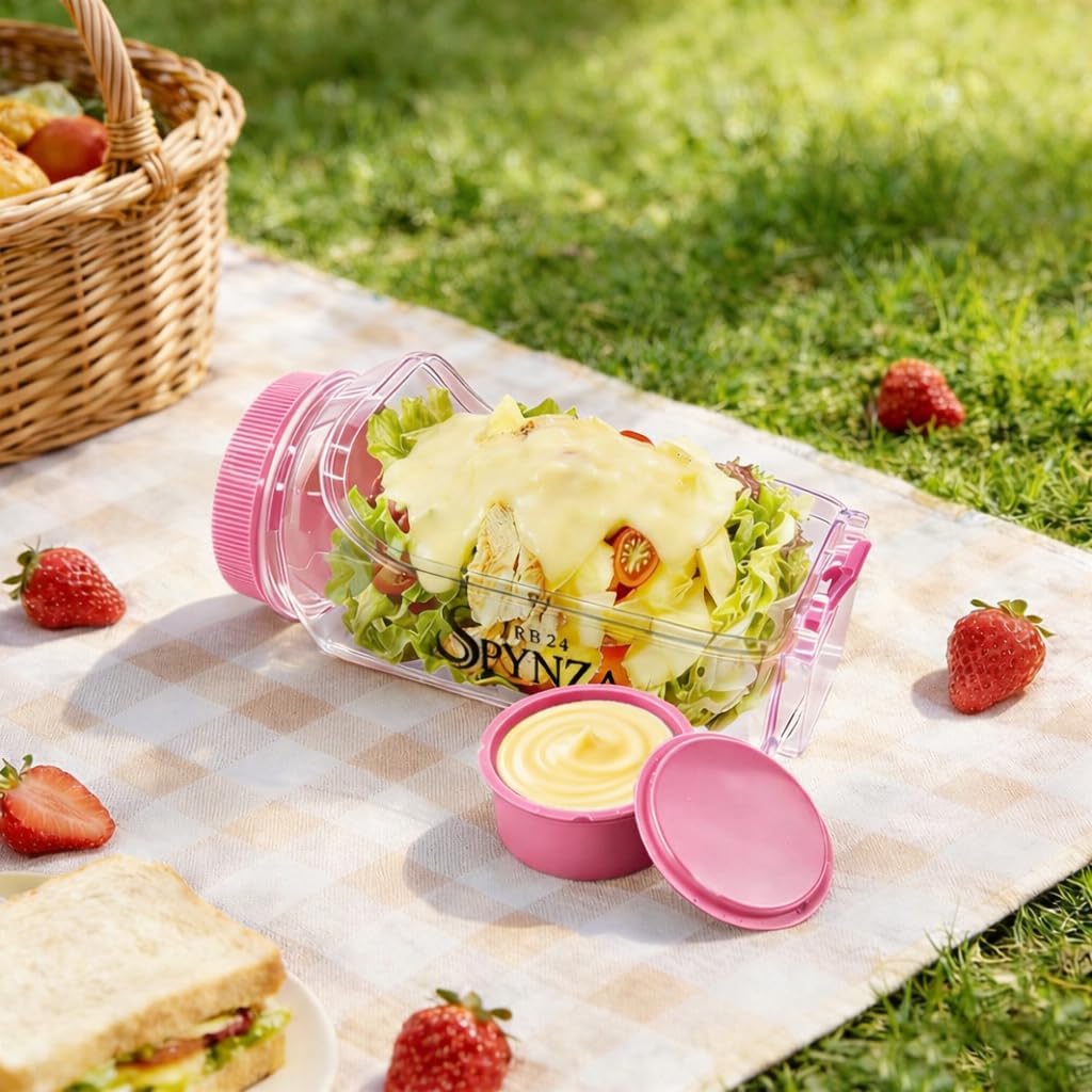 salad pod with side opening & a dressing cup (Blush Pink)
