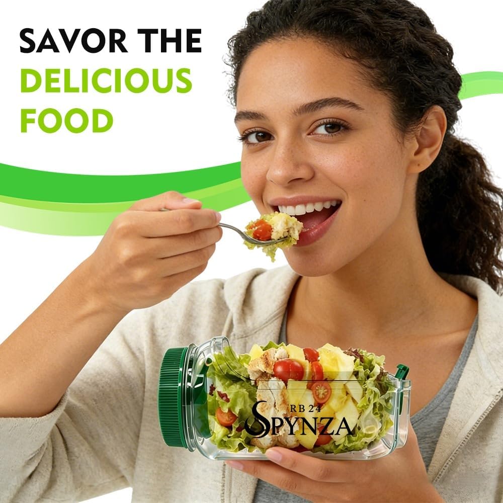 salad pod with side opening & a dressing cup (Forest Green)